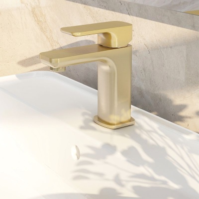 Flite Mini Basin Mixer - Brushed Brass